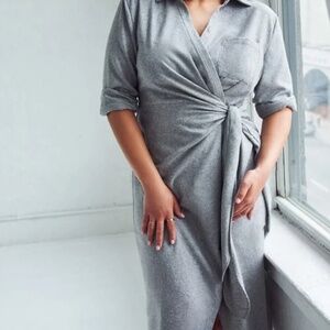 Eloquii Gray Wrap Midi Dress